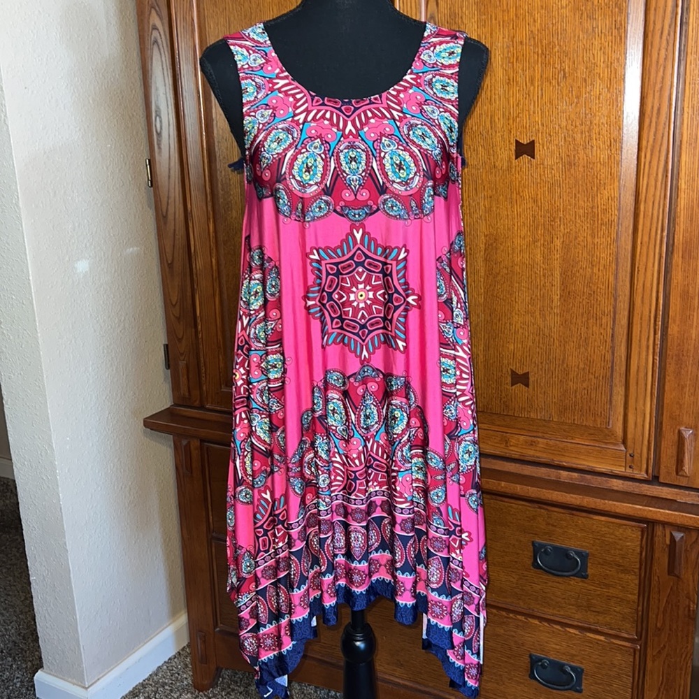West Kei Pink and Navy Printed Dress